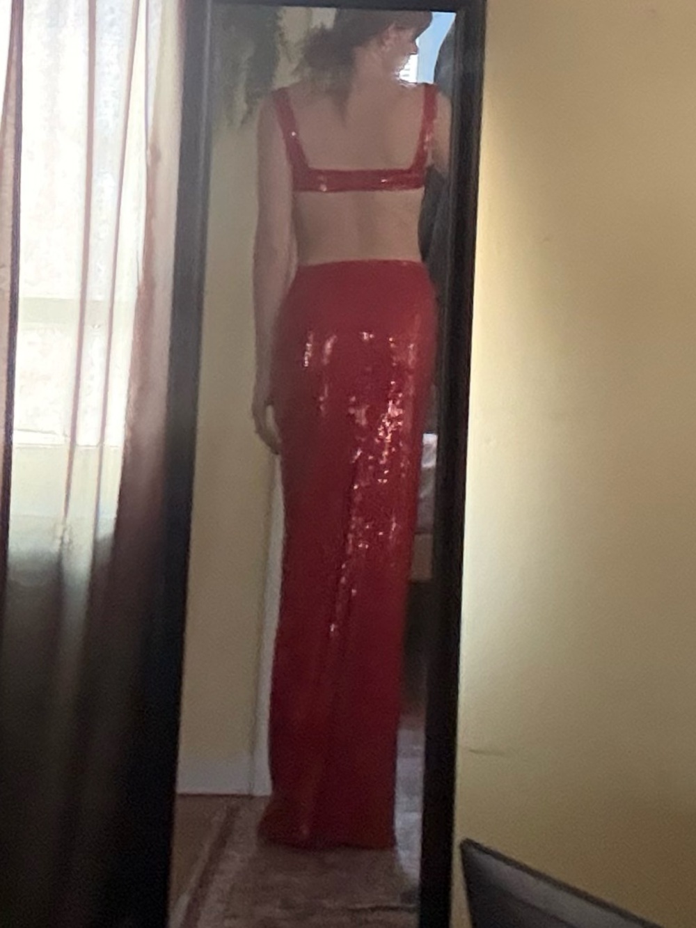 Red Sequin Cut Out Maxi Dress - Picture 3 of 3
